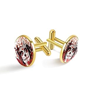 Awesome Rose Suger Skull Manchetknopen voor mannen set gepersonaliseerd