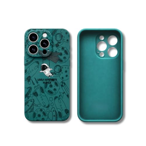 Image of Cosmic Silicone Astronaut Case for iPhone 12 Pro Max, Cute Soft Touch Designer Protective Cover, AstroShield Shockproof Defense with Matte Anti-Slip Grip | Lunar Mint