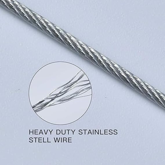 Image of Heavy Duty Clothes Drying Rope 10 Meter with Hooks | Strong Steel Clothesline for Balcony, Bathroom, Travel & Camping | Rust-Resistant Durable Cloth Line for Indoor & Outdoor Use (Silver)