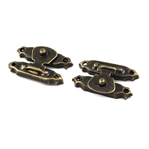 Sourcingmap Wood Jewelry Vintage Box Latch Case Hasp Pad Lock Hook Hinge 24 Sets Bronze Tone - Image 2