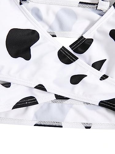 Image of WDIRARA Girl's 3 Pieces Print Wrap Crisscross Bikini Swimsuit with Cover Up Pants