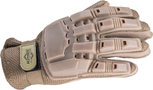 Evike Airsoft - Matrix Full Finger Rubber-Shell Tactical Gloves (Color: Tan/X-Large)