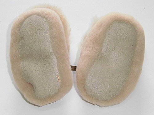Unisex Suede Leather Baby Shoes Slipper with Alpaca Fur (12-14 Months, Beige)2