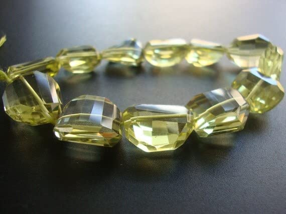 Quartz citron facetté LKBEADS d'exception, éclats dorés pour bijoux haut de gamme