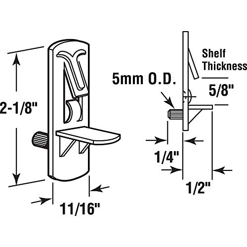 PrimeLine U 9393 Shelf Support Peg, SelfLocking, 5mm, 5/8 inch Shelf