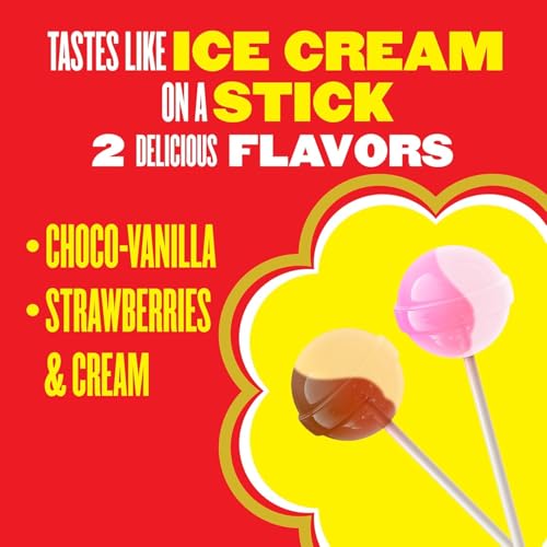 Chupa Chups Cremosa Holiday Candy Lollipop Variety Assortment, 2 Ice Cream Flavors, Individually Wrapped Candy for Christmas Stocking Stuffers for Kids, 16.9 oz Bag (40 Suckers)