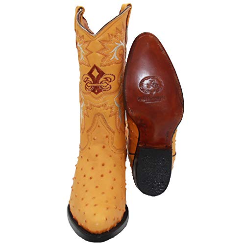 Western Shops Mens Leather Ostrich Quill Print Western Cowboy Boots2