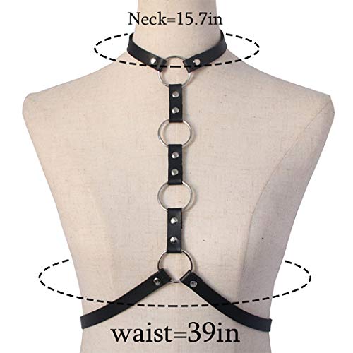 BODIY Black Chest Harness Punk Leather Harness Belt PU Body Chain Belt Goth Body Accessories for Women3
