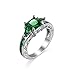 Banemi Bague Ado Bague en Argent avec Zirconium Vert Anneau Hypoallergénique Cadeau Couple Bague Taille 54