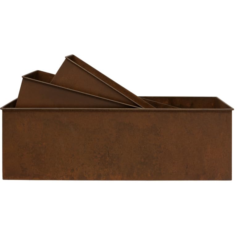 Annibells Rustic Rusty Large Metal Rectangular Trough Planters/Window Boxes (Medium)