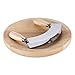 Navaris Tabla con cuchillo para picar - Juego de cocina 1x Tabla de madera y 1x Cuchillo media luna - Para cortar alimentos verduras hierbas - 24 CM