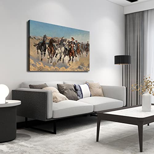 LED Wall Art Frederic Remington : illuminez un mur sombre avec cette toile de chevaux 60x90cm