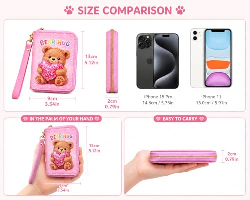 Image of AACKS Little Girls Coin Purse Kids Small Wallet for Teens Women Mini Coin Pouches with Strap Cute Cartoon Card Holder Cat Kitty Panda Unicorn