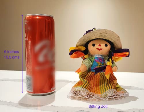 Muñeca de trapo tradicional mexicana de 7 pulgadas miniatura 3