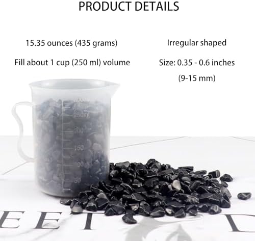 435g Decorative Stones Natural Black Obsidian Aquarium Gravel Decor Polished Pebbles Crushed Quartz Irregular Shaped Bulk Vase Filler Succulent Rocks - 1