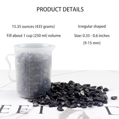 435g Decorative Stones Natural Black Obsidian Aquarium Gravel Decor Polished Pebbles Crushed Quartz Irregular Shaped Bulk Vase Filler Succulent Rocks
