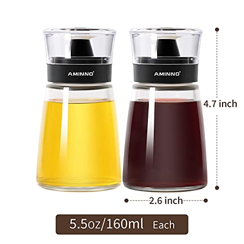 Aminno 5.5Oz Oil And Vinegar Cruets 2 Pack, Glass Oil Dispenser Bottles For Cooking, Leakproof And Drip Free Spouts #TOP6