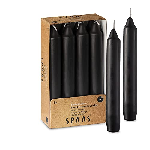 Spaas Straight Candle Sticks - Pack Of 8 6" Long Black Candles | 5 Hour Long Burning Unscented Candles For Emergency Candles, Chime Candles, Table Candles For Wedding, And Home Decoration (Black) #TOP5