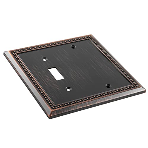 Image of Henne Bery Sunken Pearls Heavy Duty Decorative Wall Plate Switch Plate Outlet Cover (Blank /Toggle, Aged Bronze)