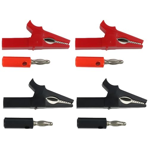 NiuLumea Juego de sondas de prueba eléctricas con conectores banana de 4 mm y para pinzas de cocodrilo, material de cobre y polietileno, 54 x 24 mm, tamaño de clip de cocodrilo, 38 x 85 mm, para negro