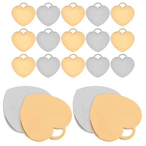 Pendentifs pour colliers et bracelets DIY comprenant 20 étiquettes vierges en inox