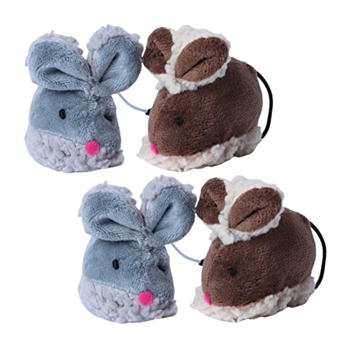 GALPADA 4pcs Interactive Cat Teething Cute Mouse Shape for Indoor Cats Lightweight Entertaining Present for