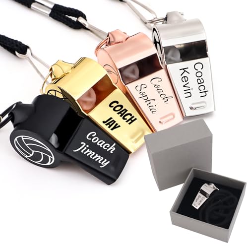 Personalized Whistle Custom Name Whistle with Gift Box Engraved Text on Three Sides Customized Gift Whistle for Coach Referee Teacher Gift for Coach Christmas Coach Gift 1 PCS