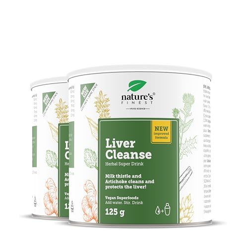Nature's Finest Liver Cleanse, 250 g para 50 días - Detox Higado con Cardo Mariano, Extracto de Alcachofa y Cúrcuma y Jengibre - Natural Detox, Vegano