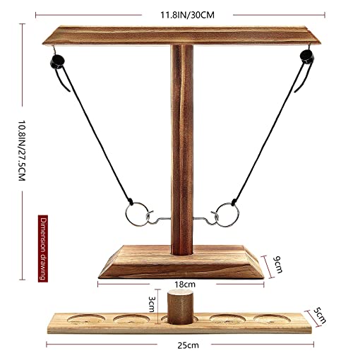 image for lidmoan Hook and Ring Game Handmade Wooden Toss Game for Kids and Adul