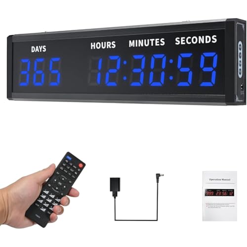Grand minuteur numérique 999 jours avec télécommande et horloge format 12/24h