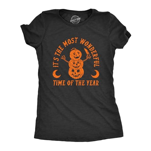 Womens Its The Most Wonderful Time of The Year T Shirt Funny Halloween Creepy Season Lovers Tee for Ladies Funny T Shirts Halloween Tops for Women Women's Black - L