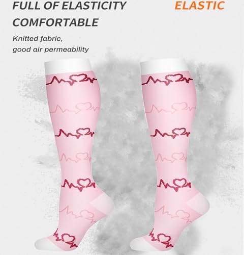 Image of Women's Knee High Compression Socks for Running Work Support Nurses Pregnancy Travel,Colorful Over The Calf Socks,#W402