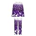 Womens Christmas Pajama Sets Long Sleeve Printed Crew Neck Shirts Pants Sleepwear Suit Fashion Comfy Festival Pajama Purple