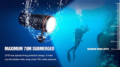 Trustfire Df50 Scuba Diving Light, 6500 Lumens Video Camera Photography Dive Led Flashlight, Usb Rechargeable Torch, 70M Underwater, Super Bright, With Violet Red White Lights #TOP4