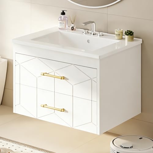 IDEALHOUSE Floating Bathroom Vanity with Sink 24 inch, White