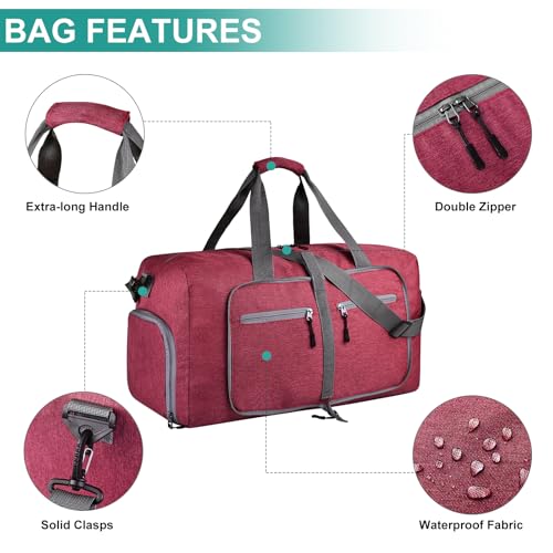 Image of Dimayar 40L Foldable Duffle Bag, Travel & Weekender, Overnight, Gym