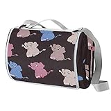 TIZORAX Niedliche Baby-Elefanten-Picknickdecke, wasserdicht, Outdoor-Decke, faltbar, praktisch, für Strand, Camping, Wandern