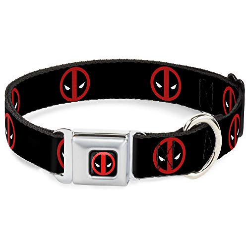 Buckle-Down Seatbelt Buckle Dog Collar - Deadpool Logo Black/Red/White - 1 Wide - Fits 15-26 Neck - Large Buckle-Down Seatbelt Buckle Dog Collar - Deadpool Logo Black/Red/White - 1" Wide - Fits 15-26" Neck - Large