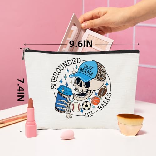 Boy Mother Mom Gifts Funny Makeup Bag Baseball Soccer Football Basketball Sports Gifts Skeleton Cosmetic Bag Sports Mama Zipper Pouch Gifts for Mom Women Sports Coach Birthday Gifts4