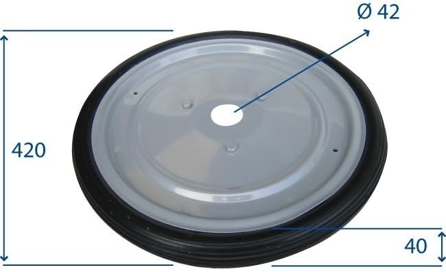 G.L.D. Forniture Roue pour motoculteurs diamètre extérieur 420 mm trou 42 mm section 40 mm