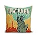 Housse de Coussin 40x40 cm New York USA Affiche Poster Vintage Voyage Art Deco 30's