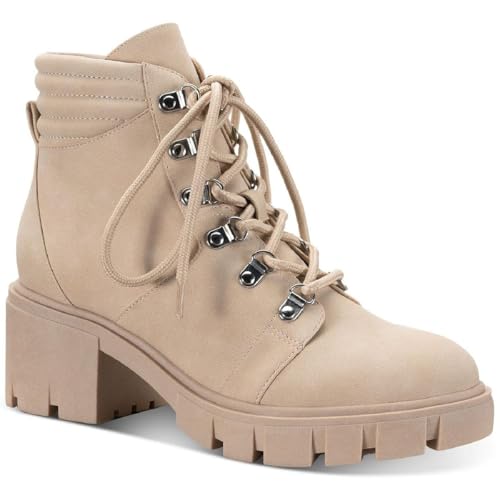 SUN STONE Womens Ruthee Faux Leather Ankle Boots Ivory 10