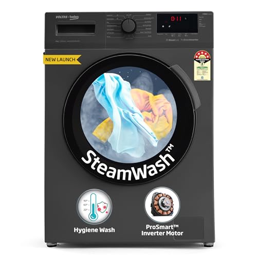 Image of Voltas Beko, A Tata Product 8 Kg 5 Star Inverter Quick wash Fully-Automatic Front Loading Washing Machine (WFL8012B7JVBKA /AXV, Anthracite, In buit Heater /Hygiene steam)