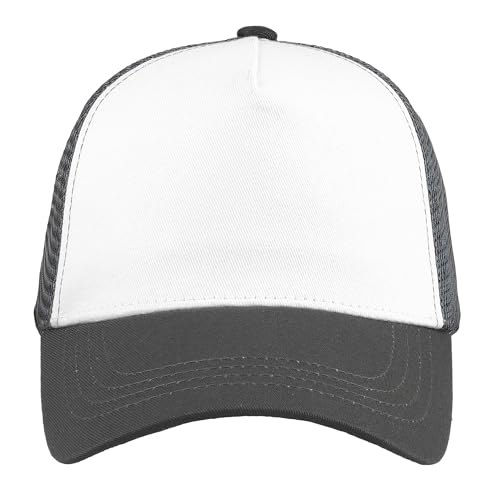 Image of Falari 5-Panel Mesh Baseball Cap, Trucker Hat, Structured Plain Design, Cotton, Adjustable Size