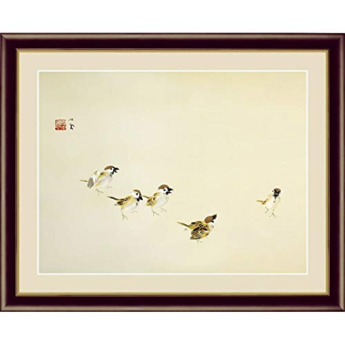 竹内玉苑作　額 竹内栖鳳 版画（木版画） 「牛」 豪華・高級額装 芸艸堂 明治期