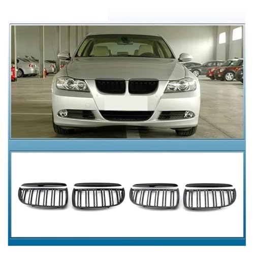 Calandre BMW E90 E91 double ligne noir brillant mat pour Série 3 phase 1 - 2