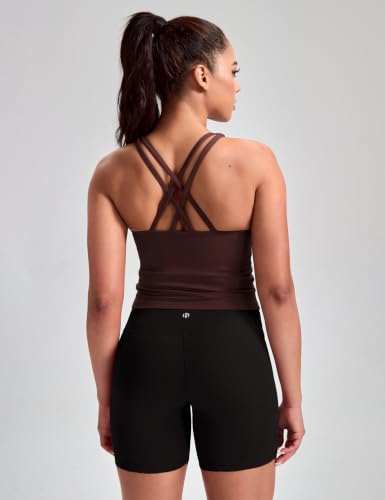 Image of HeyNuts Longline Zeal Bras Medium Impact Wirefree Sports Bras Workout Crop Tank Tops with Removable Pads, A-D Cups