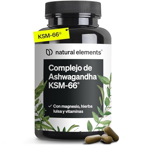 Ashwagandha KSM-66® - 600 mg de extracto de raíz de ashwagandha - Con Hierba luisa, Magnesio, Ácido fólico y Vit. C, B6, B12-120 Cápsulas - Probado en laboratorio, vegana y sin aditivos