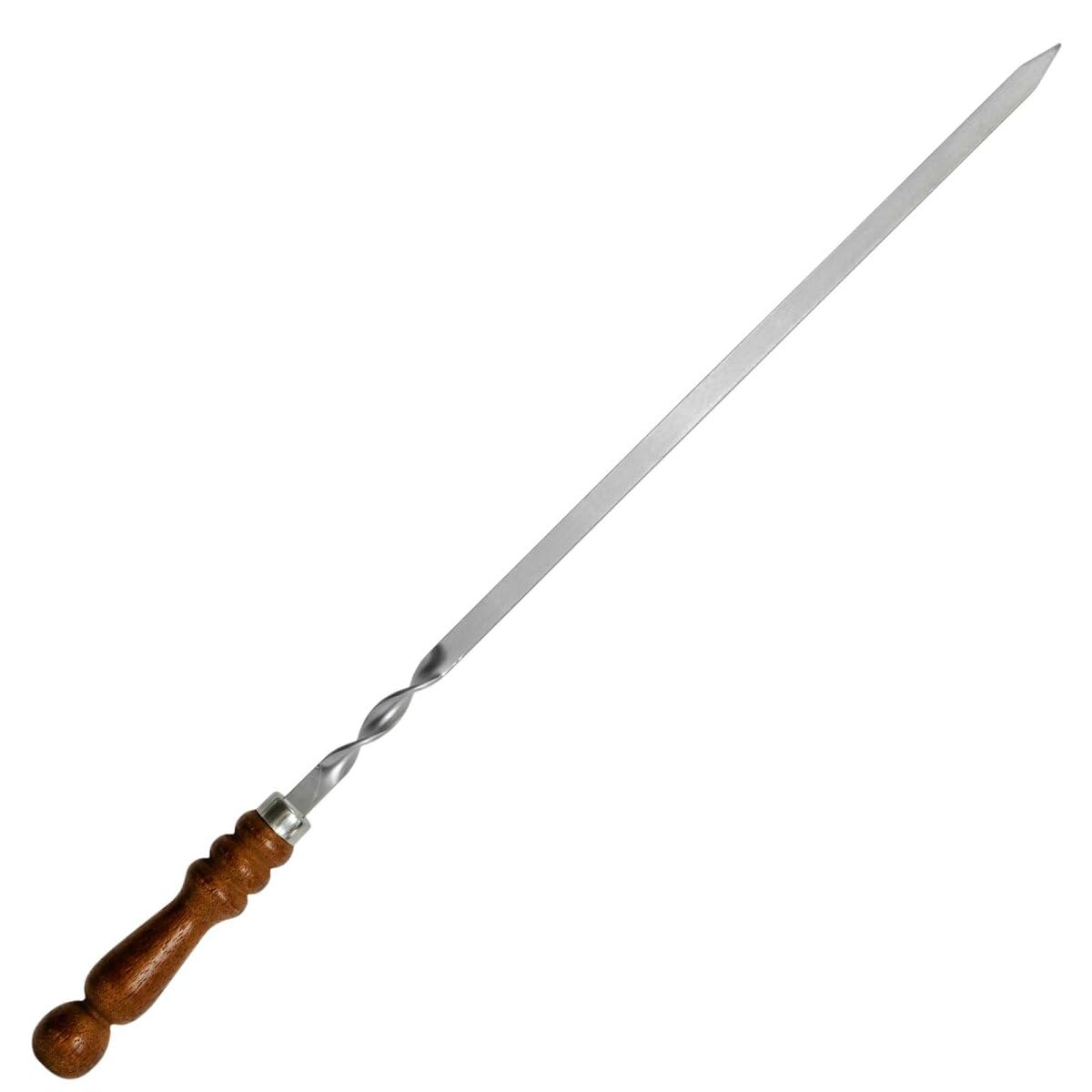 4 spiedini eleganti e stabili in acciaio inox con manico in legno, 70 cm di lunghezza, 1,5 cm di larghezza, 2 mm di spessore