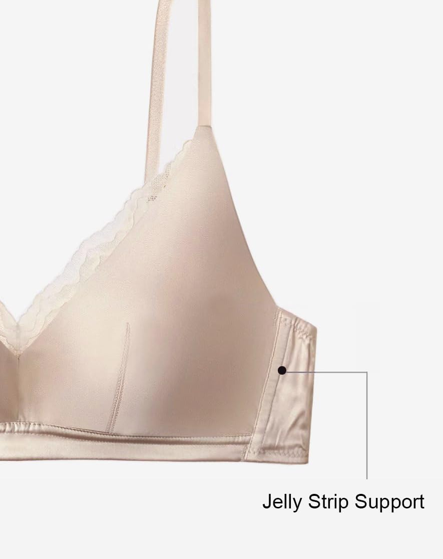 SilRiver Silk Deep V Lace Bralette for Women Lined Bra No Underwire - Comfortable Natural Feeling Underwear - Image 5